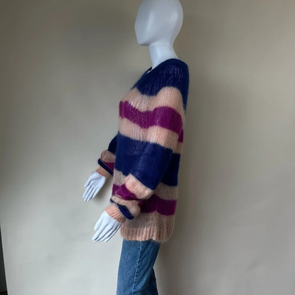 HANSEL FROM BASEL Anthropology Kid Mohair Wool Blend Sweater Striped